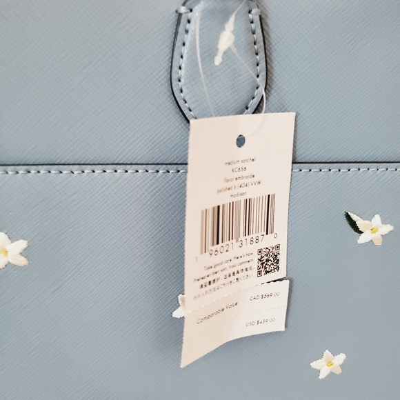 NWT KATE SPADE FLORAL EMBROIDERY MADISON BLUE WHITE CROSSBODY MEDIUM SATCHEL - Picture 5 of 7